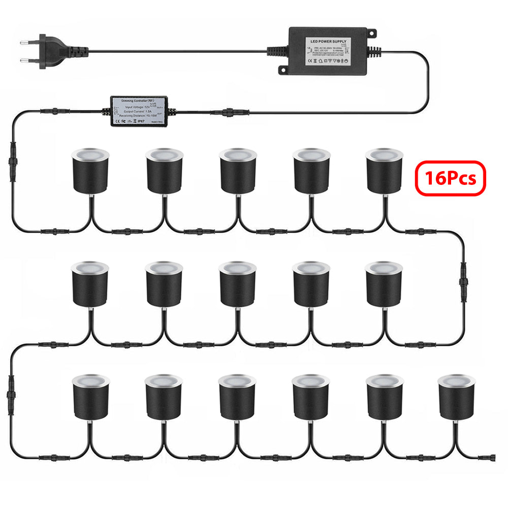 10/16Pcs Mini LED Floor Recessed Spotlight Outside Terraces Recessed Spotlights Garden Lighting