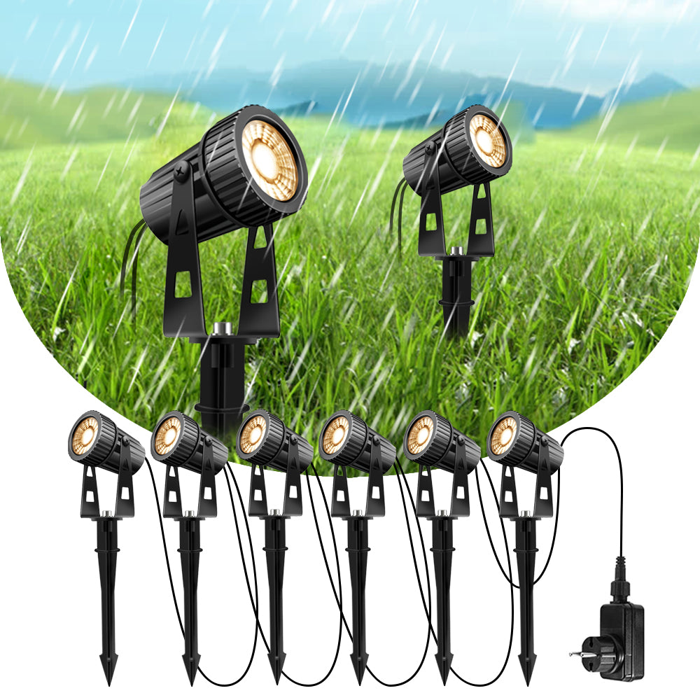 6/8Pcs Outdoor LED Floor Mounted Spotlights Warm White Light Garden Lighting With Ground Nail Waterproof Design Courtyard Lawn Lights