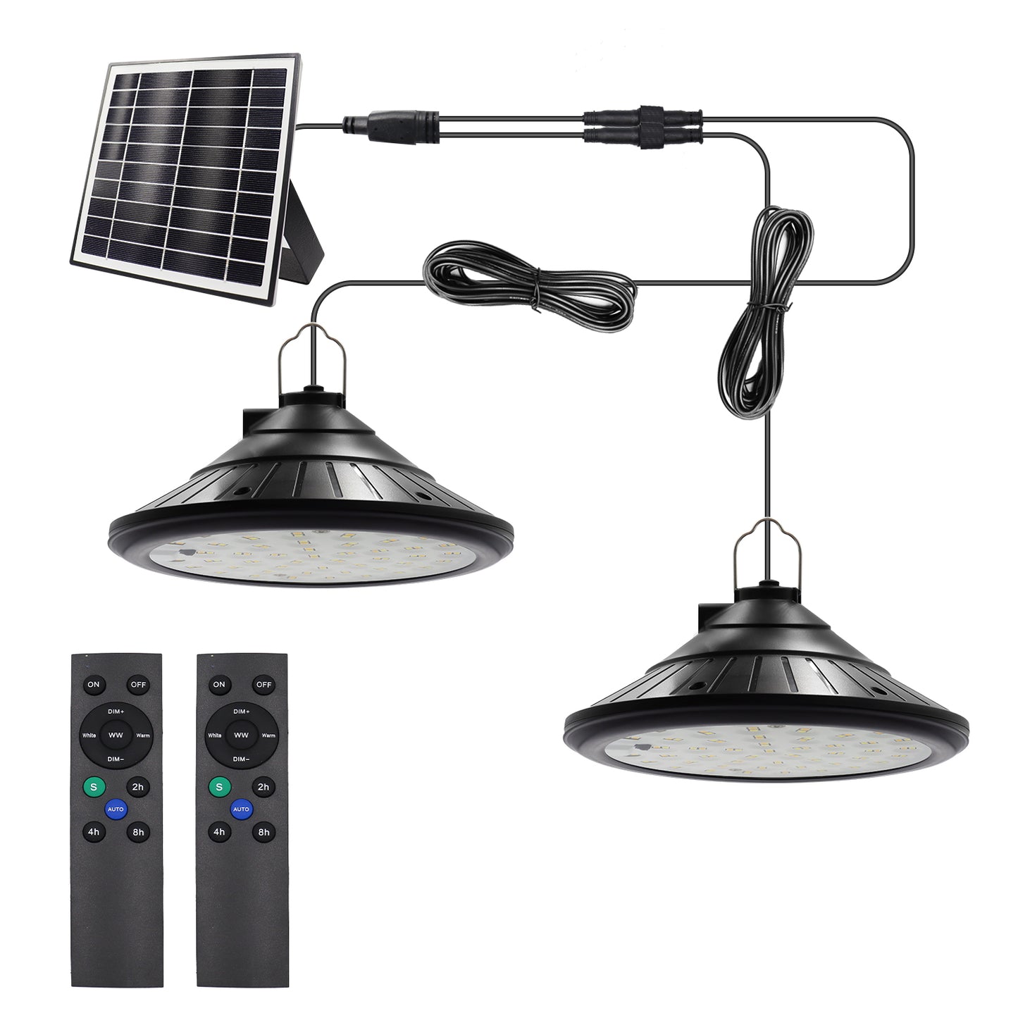 LED Pendant Light, White Light, Warm White Light, 120 Degree, Remote Control, IP66 Solar Outdoor Light