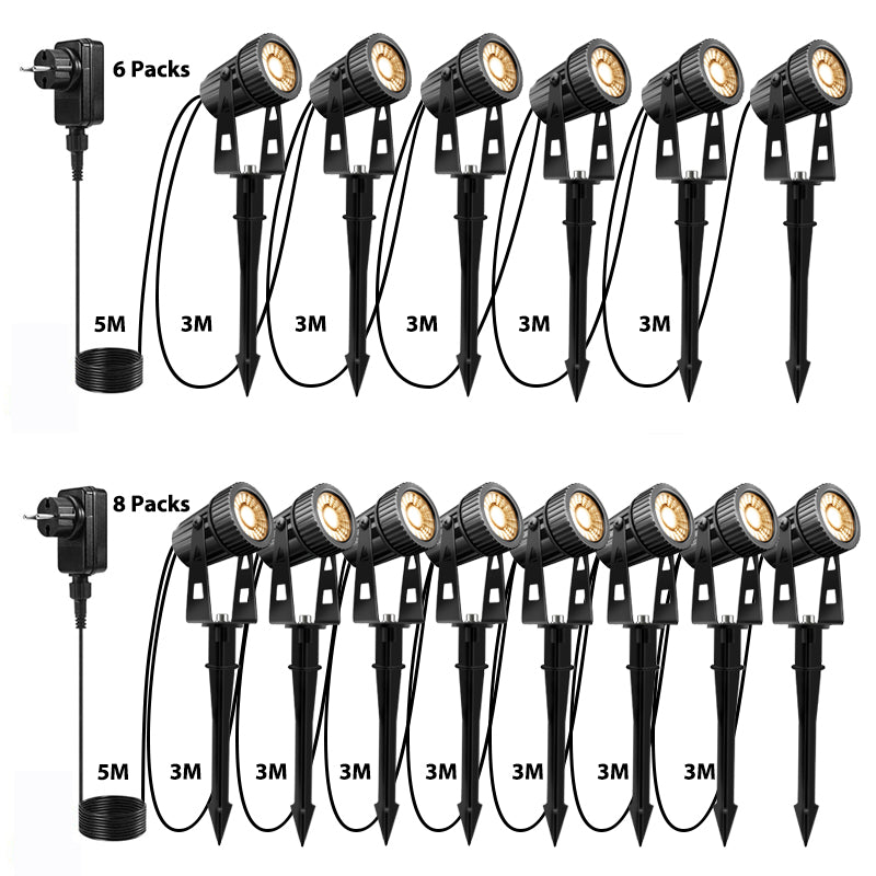 6/8Pcs Outdoor LED Floor Mounted Spotlights Warm White Light Garden Lighting With Ground Nail Waterproof Design Courtyard Lawn Lights