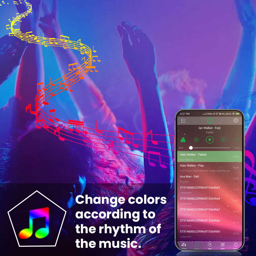 Bluetooth RGB LED Strip Controller – APP & IR Remote Control/Voice Assistant/Music-Activated Lights, 16 Million Colors, Timer, DIY Modes