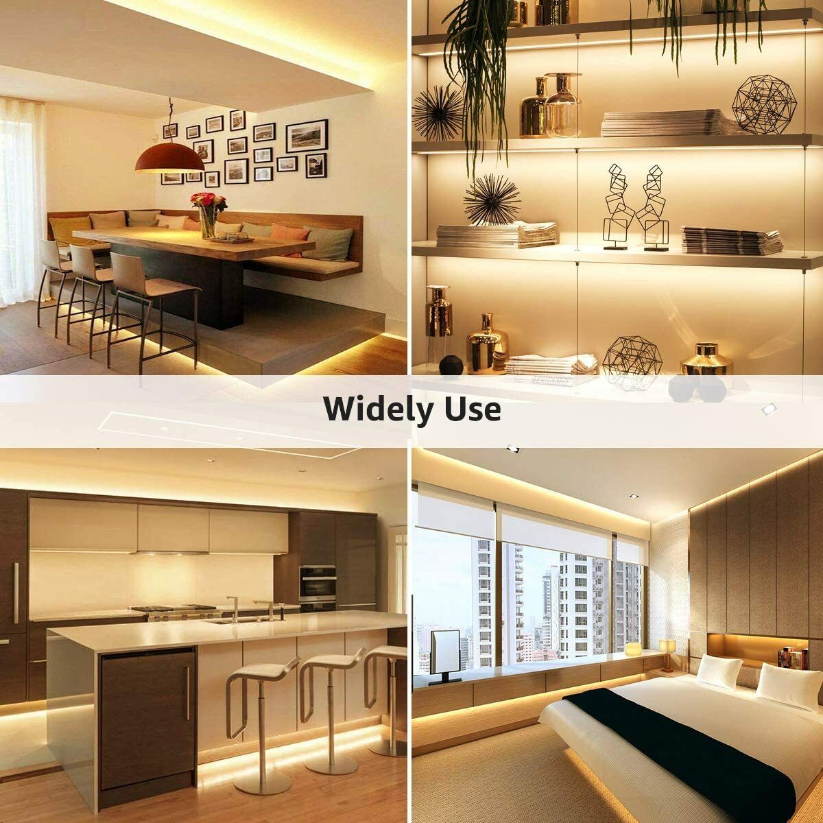 12V 5M Warm White 3000K LED Strip Light – Ultra Bright 600 LEDs, with Round DC Plug, Indoor Use