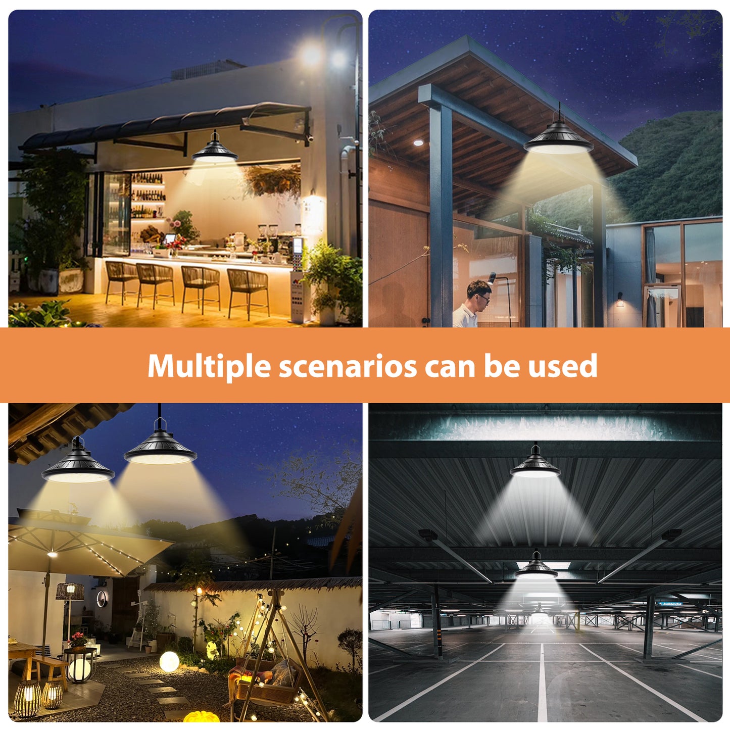 LED Pendant Light, White Light, Warm White Light, 120 Degree, Remote Control, IP66 Solar Outdoor Light
