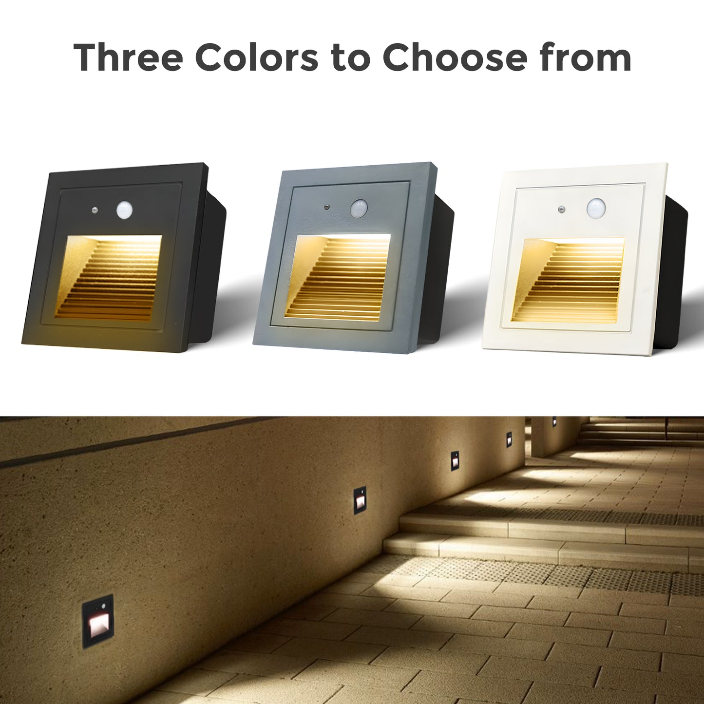 Warm White LED Stair Light Wall Recessed Light Step Light Outdoor Lamp With Motion Detector 4PCS Aluminium