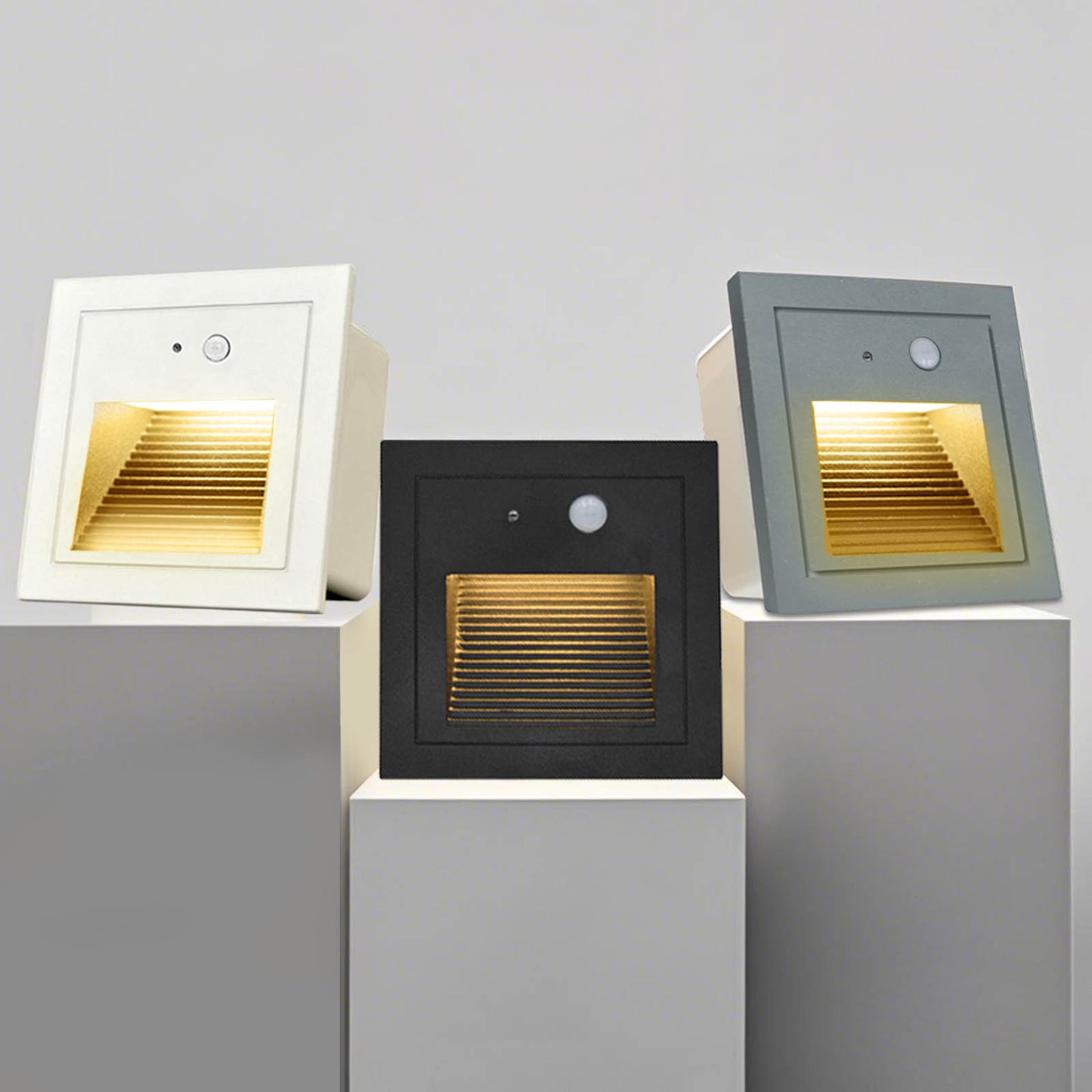 Warm White LED Stair Light Wall Recessed Light Step Light Outdoor Lamp With Motion Detector 4PCS Aluminium