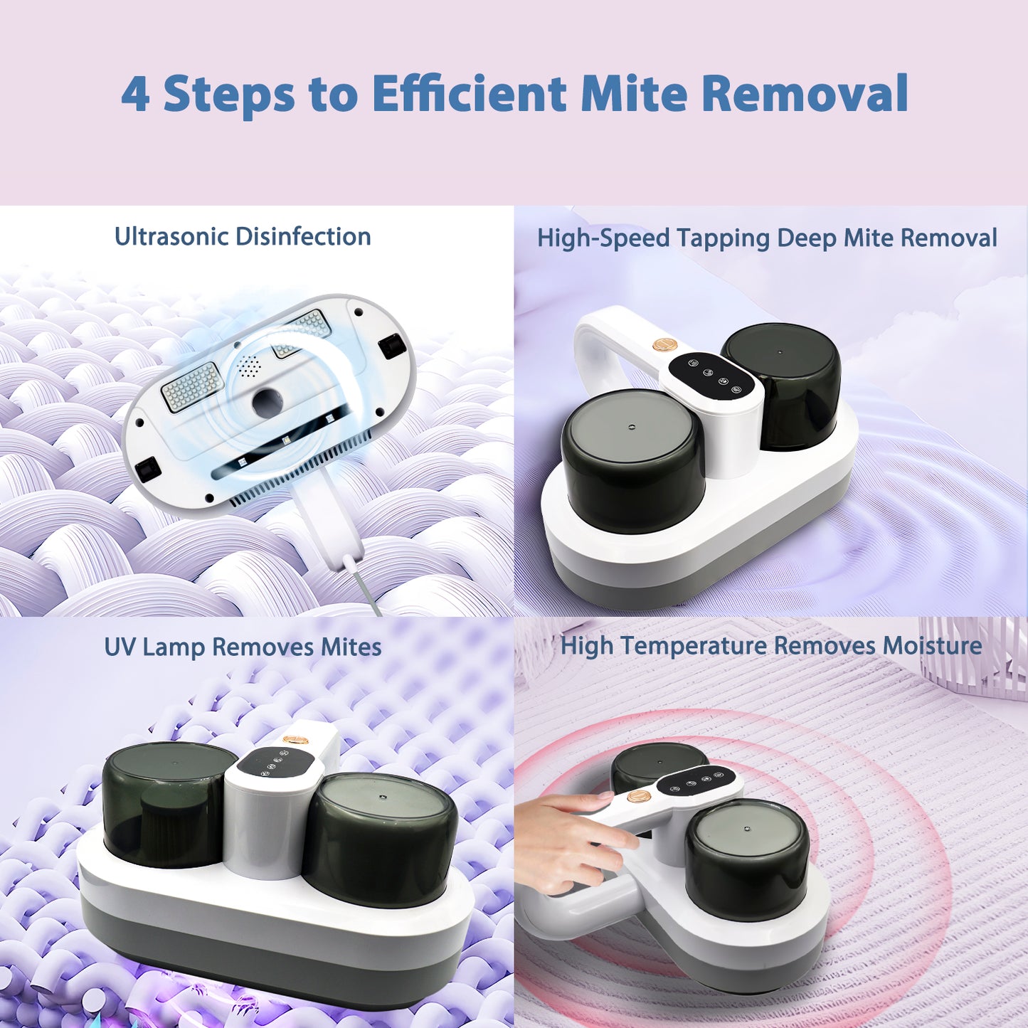 Bed Min Removal Vacuum Cleaner 14KPa 400W 10000 times/minute 55 ℃ moisture removal, true tapping 3.5M line 1.4KG 253.7nm UV purple light