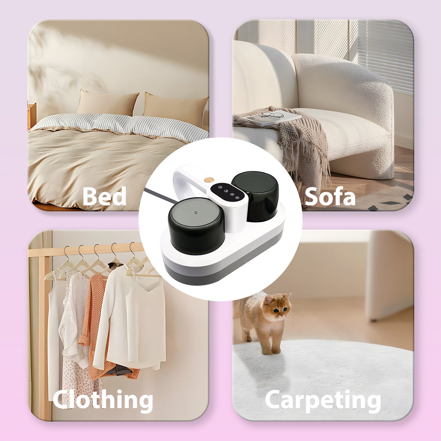 Bed Min Removal Vacuum Cleaner 14KPa 400W 10000 times/minute 55 ℃ moisture removal, true tapping 3.5M line 1.4KG 253.7nm UV purple light