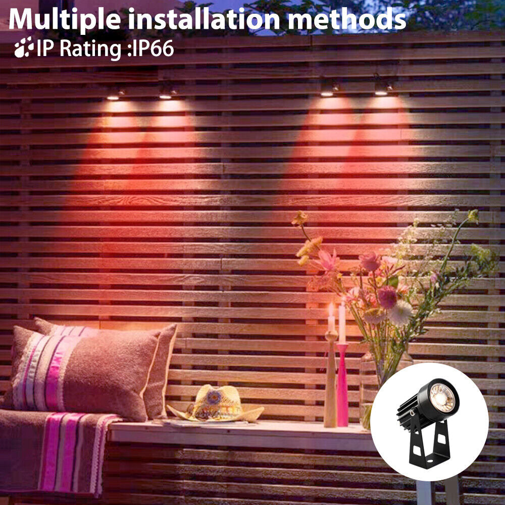 6/8Pcs Outdoor LED Garden Spotlights RGB+Warm White, WithRemote Control Grounding Nail Outdoor Garden Spotlights