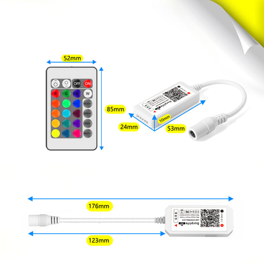 Wifi RGB Controller Magic Home App Works with Alexa and Google Home for 12–24V DC RGB LED Strip Lights Voice Dimmer