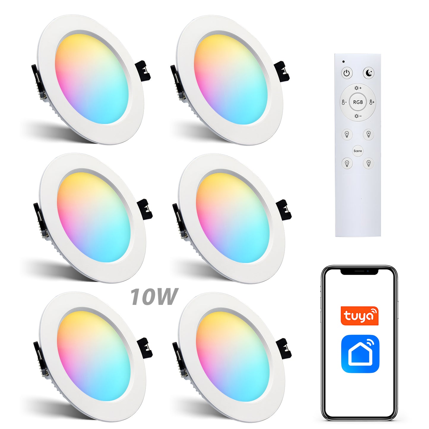 5W/10W RGBW LED Bluetooth Downlight LED 4PCS/6PCS 2.4G Remote Control APP