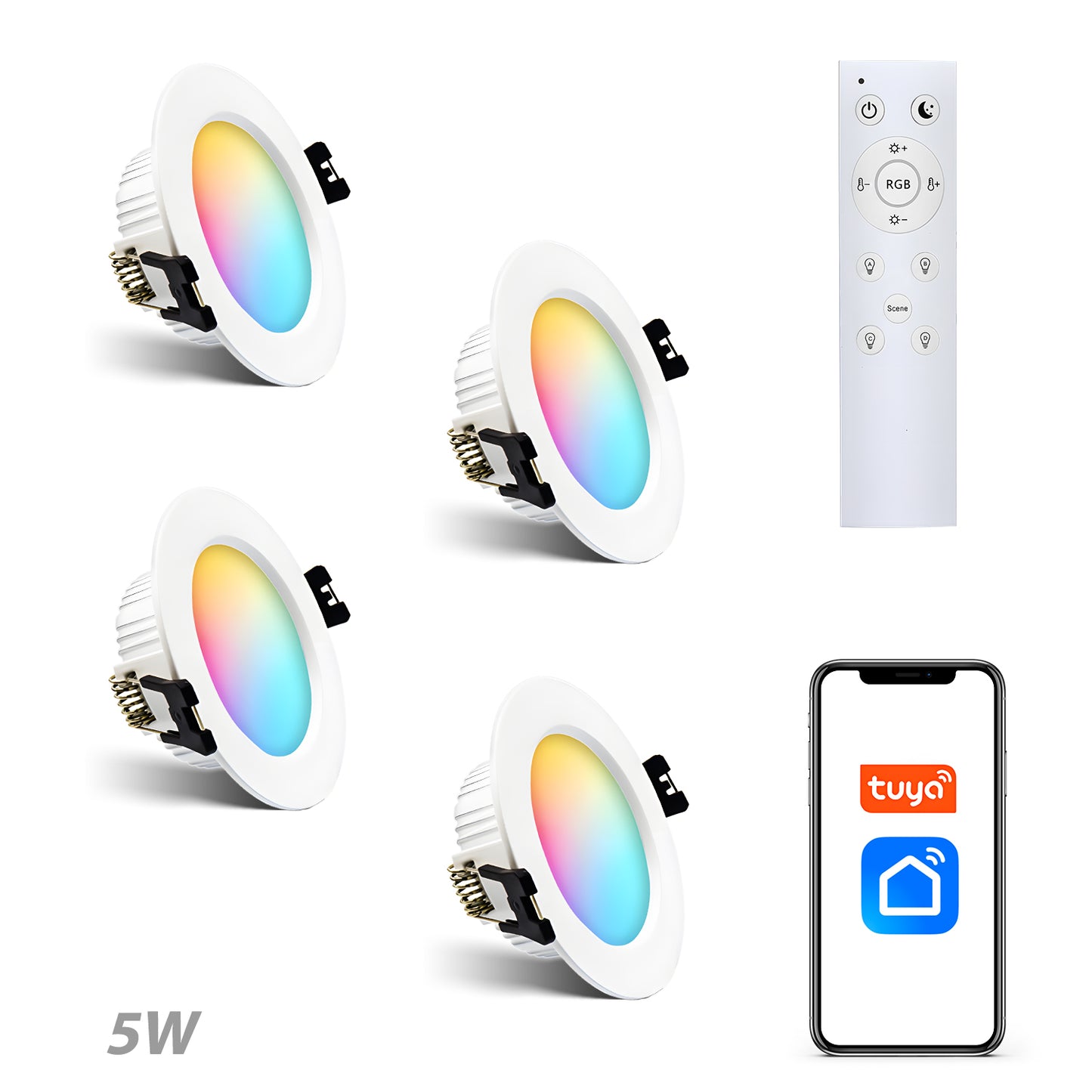5W/10W RGBCW Bluetooth Downlight LED+APP 4PCS/6PCS 2.4G Remote Control