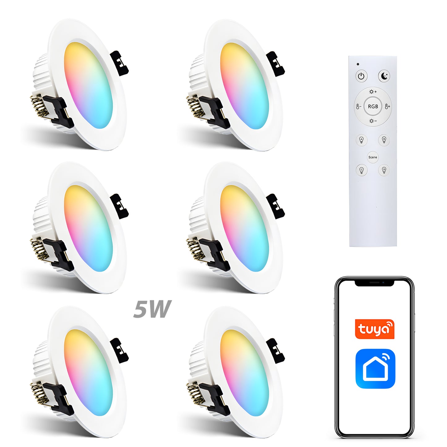 5W/10W RGBCW Bluetooth Downlight LED+APP 4PCS/6PCS 2.4G Remote Control