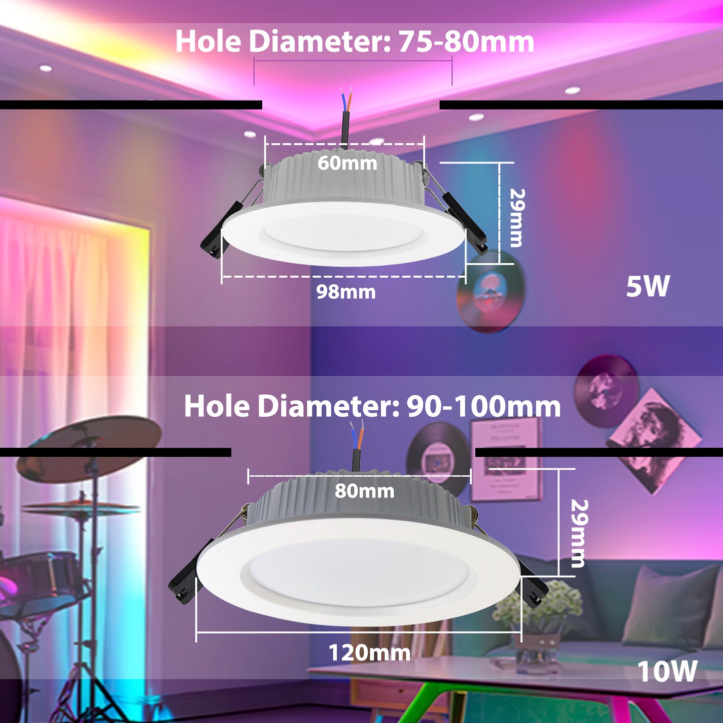 5W/10W RGBCW Bluetooth Downlight LED+APP 4PCS/6PCS 2.4G Remote Control