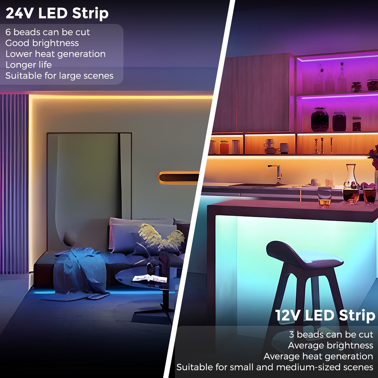 12V / 24V LED Streifen RGBW 5050 SMD Streifen RGB+Warm Weiß 5M