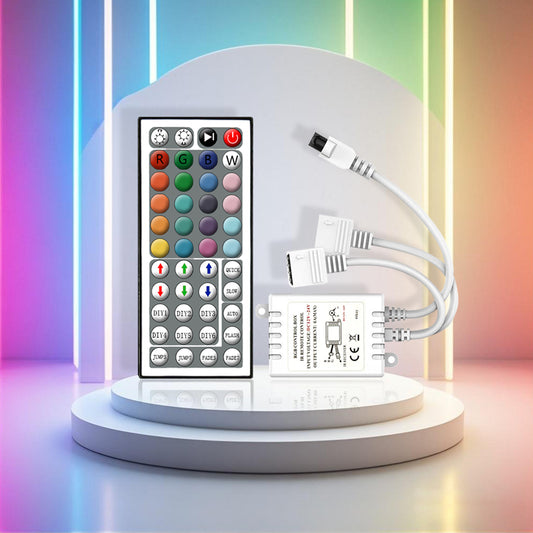 44K RGB LED Strip Controller with IR Remote - Dimmable & Color Changing for 5050/3528 Light Strips