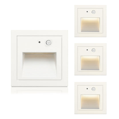 Warm White LED Stair Light Wall Recessed Light Step Light Outdoor Lamp With Motion Detector 4PCS Aluminium