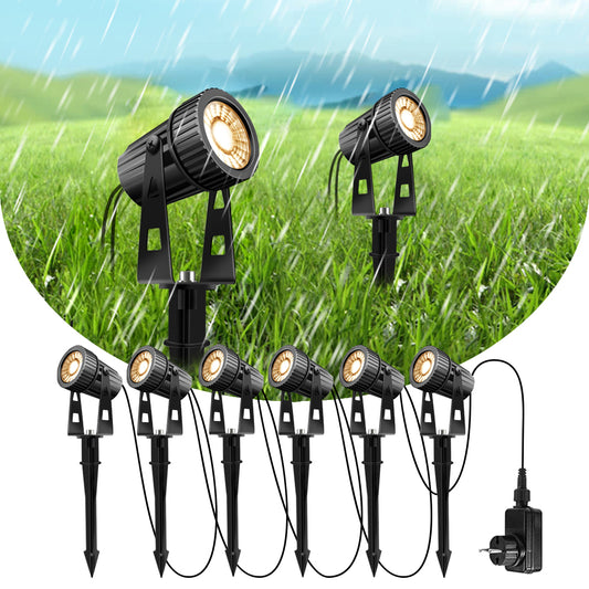 6/8Pcs Outdoor LED Floor Mounted Spotlights Warm White Light Garden Lighting With Ground Nail Waterproof Design Courtyard Lawn Lights