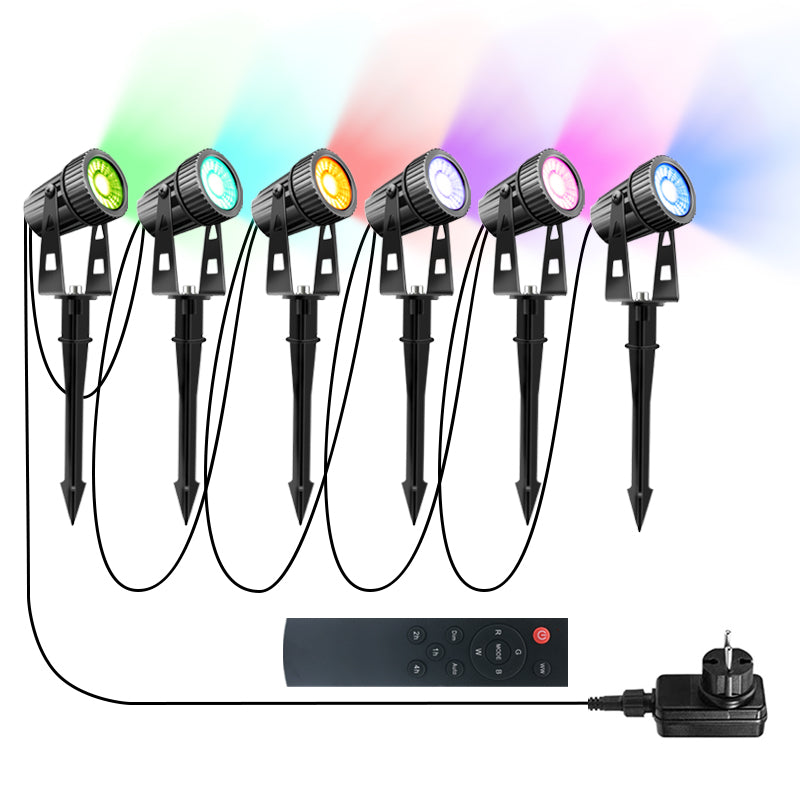 6/8Pcs Outdoor LED Garden Spotlights RGB+Warm White, WithRemote Control Grounding Nail Outdoor Garden Spotlights