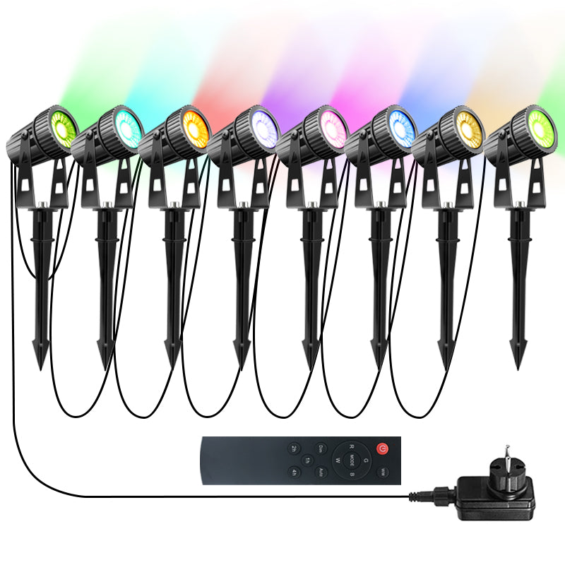 6/8Pcs Outdoor LED Garden Spotlights RGB+Warm White, WithRemote Control Grounding Nail Outdoor Garden Spotlights