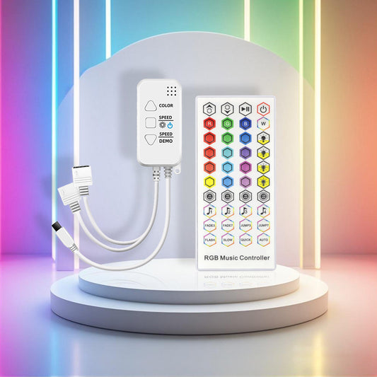 Bluetooth RGB LED Strip Controller – APP & IR Remote Control/Voice Assistant/Music-Activated Lights, 16 Million Colors, Timer, DIY Modes