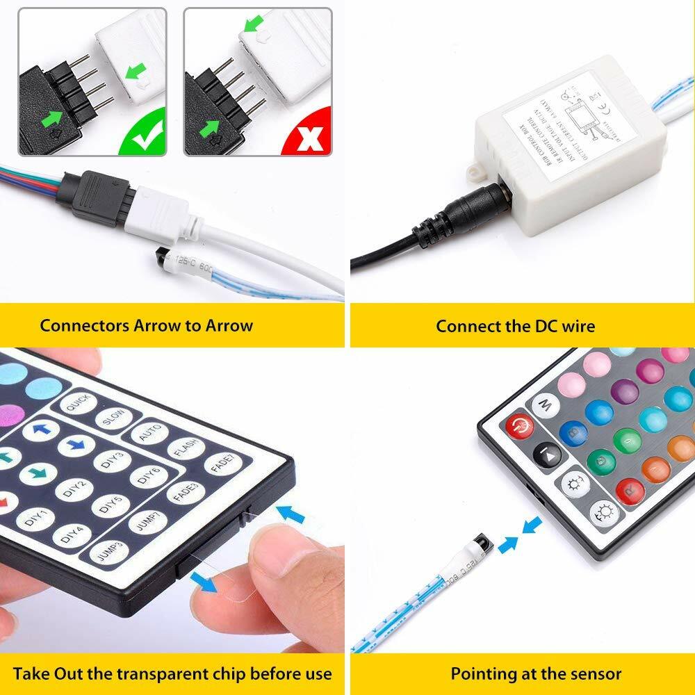 44K RGBW LED Strip Controller with IR Remote - Dimmable & Color Changing for 5050 Light Strips