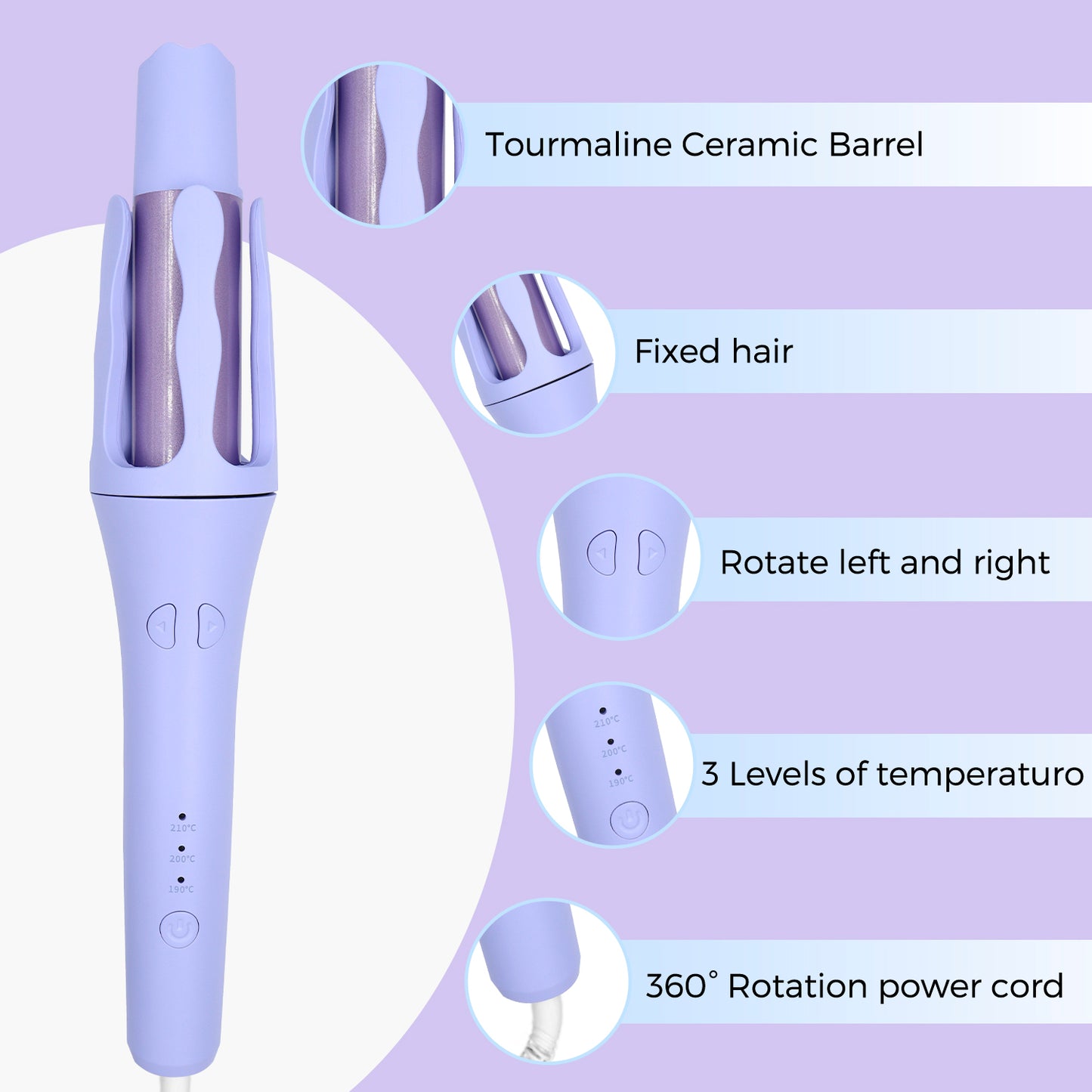 [32mm Automatic Curling Iron] Smart Hair Curler with Negative Ions – Damage-Free, Portable, Long-Lasting Waves