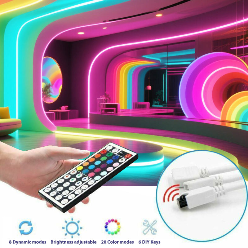 44K RGB LED Strip Controller with IR Remote - Dimmable & Color Changing for 5050/3528 Light Strips