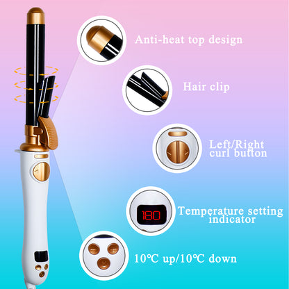 【Schwarzes Keramik-Lockenstab】25MM Automatische Locken｜Konstante Hitze für Haarschutz｜Antistatisch + Sicherer Hitzeschutz｜Wechselbare Links/Rechts Locken
