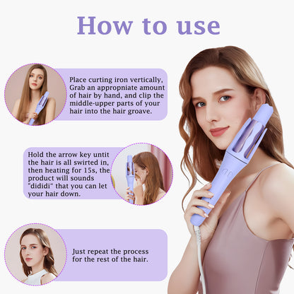 [32mm Automatic Curling Iron] Smart Hair Curler with Negative Ions – Damage-Free, Portable, Long-Lasting Waves