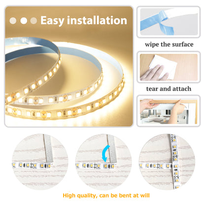 50pcs 12V 5M LED Streifen Warmweiß, 600 LEDs Strip 2835 SMD, Warmweiß Lichtband IP20 für Schlafzimmer Zuhause DIY Dekoration