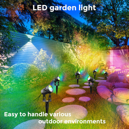 6/8Pcs Outdoor LED Garden Spotlights RGB+Warm White, WithRemote Control Grounding Nail Outdoor Garden Spotlights