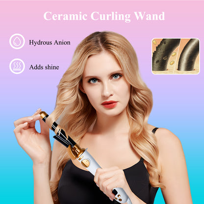 【Schwarzes Keramik-Lockenstab】25MM Automatische Locken｜Konstante Hitze für Haarschutz｜Antistatisch + Sicherer Hitzeschutz｜Wechselbare Links/Rechts Locken
