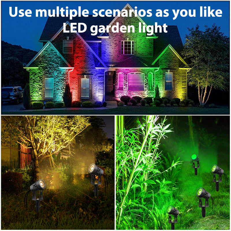 6/8Pcs Outdoor LED Garden Spotlights RGB+Warm White, WithRemote Control Grounding Nail Outdoor Garden Spotlights