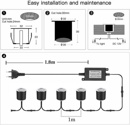 10/16Pcs Mini LED Floor Recessed Spotlight Outside Terraces Recessed Spotlights Garden Lighting