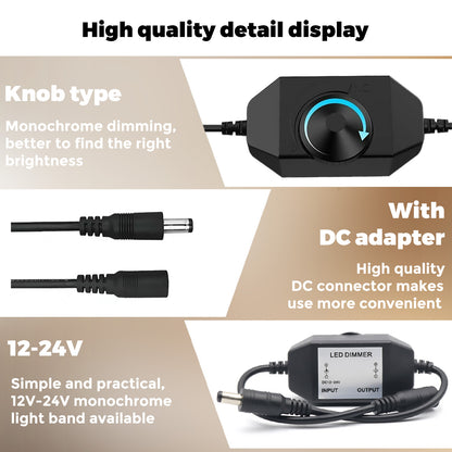 LED Dimmer 12V-24V DC LED Cold White Warm White Rotating Dimmer Interchangeable Cable