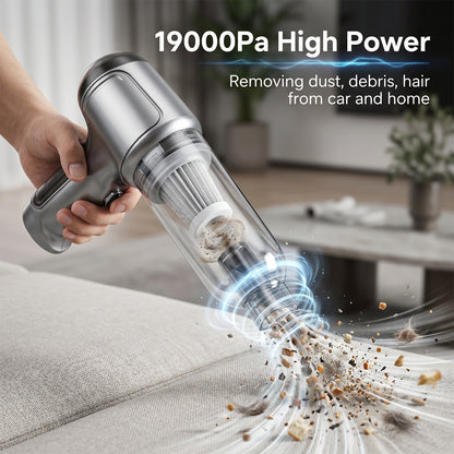 19,000 Pa Car Vacuum Cleaner, Rechargeable Handheld Vacuum Cleaner, Cordless Handheld Vacuum Cleaner with Blower and Suction Functions