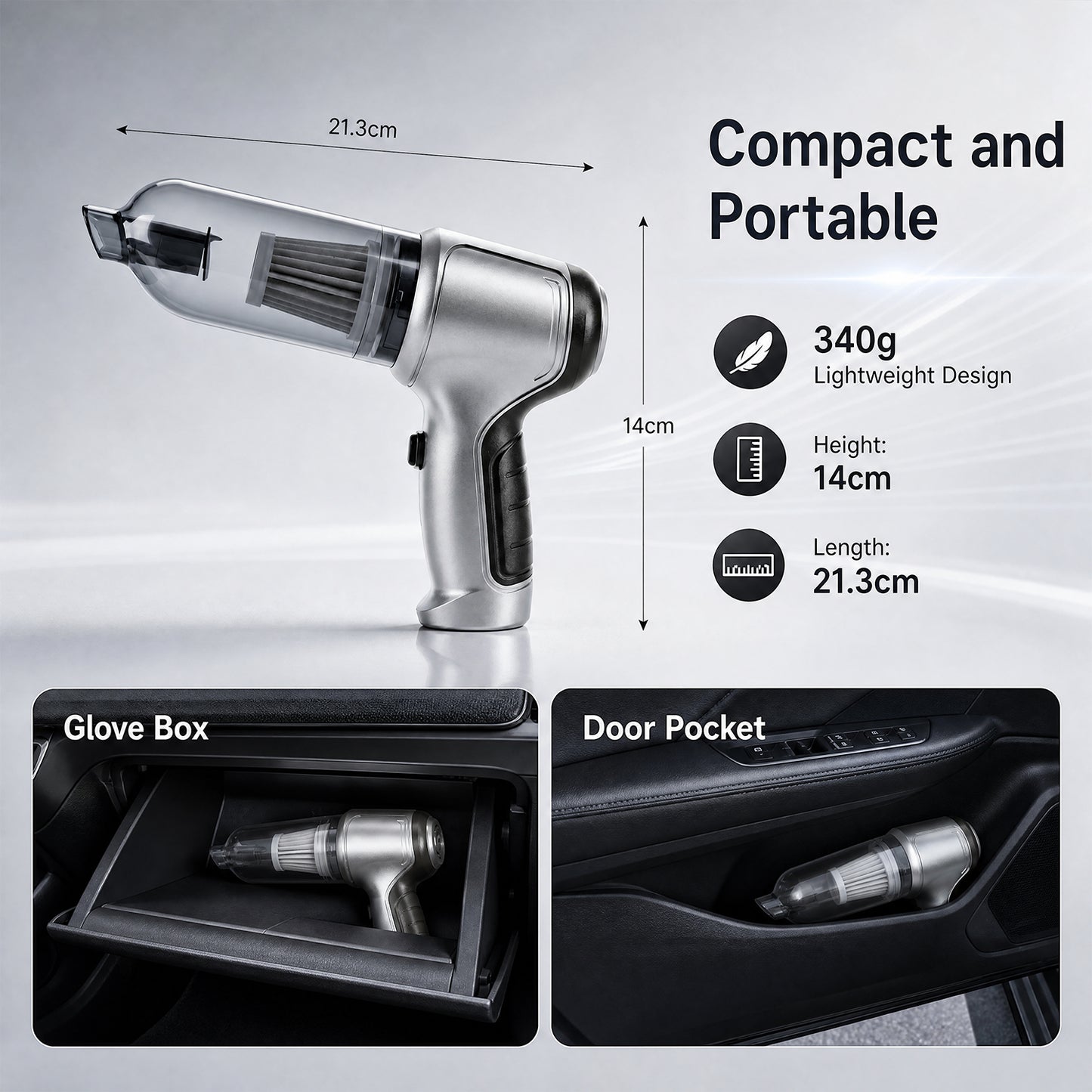 19,000 Pa Car Vacuum Cleaner, Rechargeable Handheld Vacuum Cleaner, Cordless Handheld Vacuum Cleaner with Blower and Suction Functions