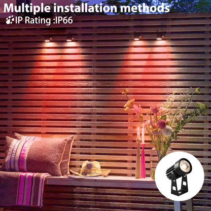 6/8Pcs Outdoor LED Garden Spotlights RGB+Warm White, WithRemote Control Grounding Nail Outdoor Garden Spotlights
