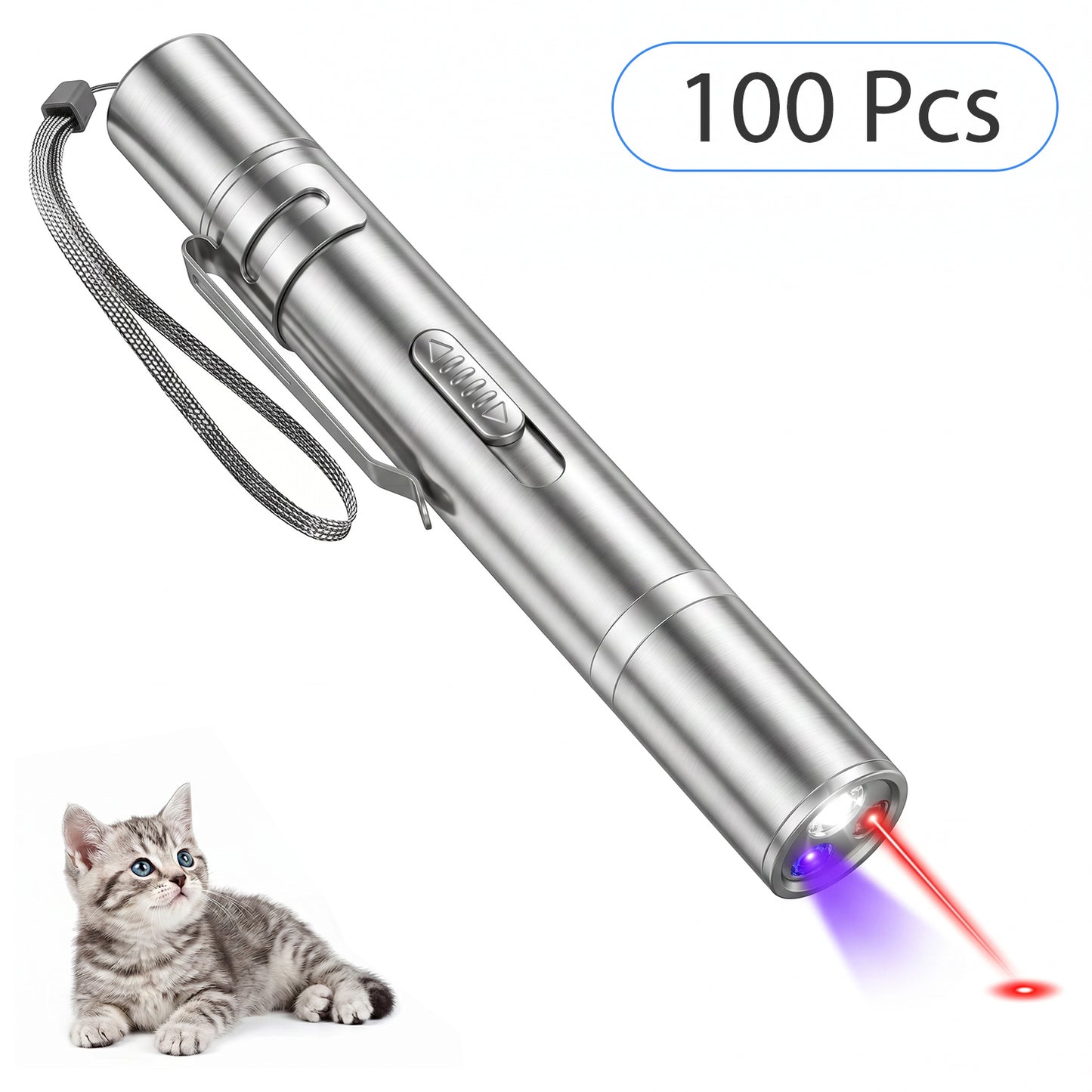 100 pieces LED Pointer Cat and Dog Toy, Interactive Cat Toy, Cat Toy, Cat and Dog Toy, Kitten Toy, 7-in-1 Cat Toy, Multi-Mode Pet Toy, Training Tool