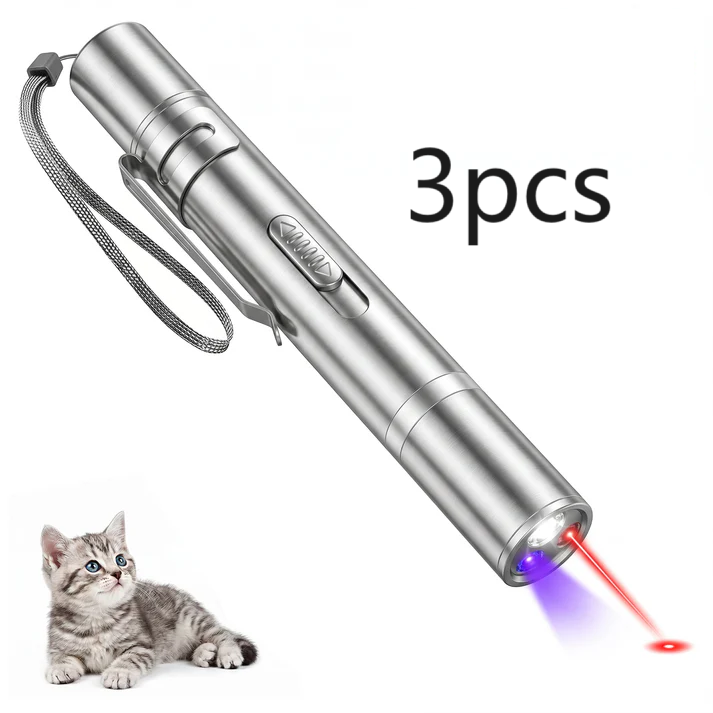 3 x LED Pointer Cat and Dog Toy, Interactive Cat Toy, Cat Toy, Cat and Dog Toy, Kitten Toy, 7-in-1 Cat Toy, Multi-Mode Pet Toy, Training Tool