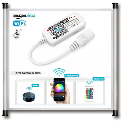 WIFI RGBW Controller, Magic Home App, Works with Alexa and Google Home, for 12–24V DC RGBW LED Strip Lights, Voice Dimmer