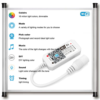 WIFI RGBW Controller, Magic Home App, Works with Alexa and Google Home, for 12–24V DC RGBW LED Strip Lights, Voice Dimmer