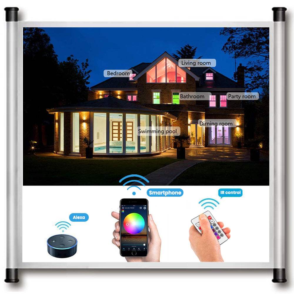 WIFI RGBW Controller, Magic Home App, Works with Alexa and Google Home, for 12–24V DC RGBW LED Strip Lights, Voice Dimmer