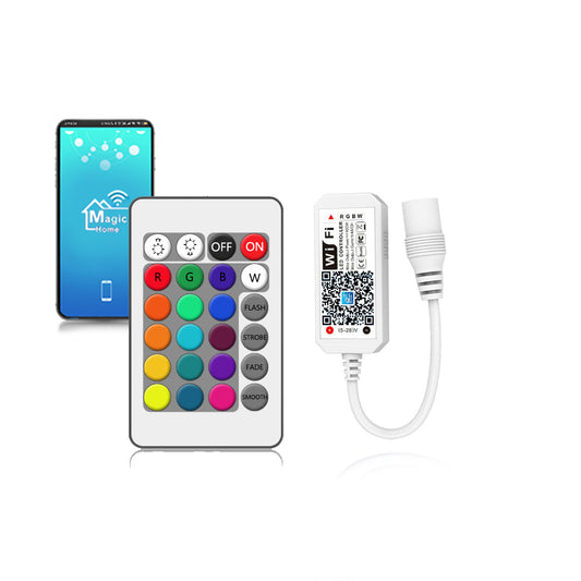 WIFI RGBW Controller, Magic Home App, Works with Alexa and Google Home, for 12–24V DC RGBW LED Strip Lights, Voice Dimmer