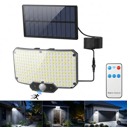 Outdoor LED Solar Light with Motion Sensor, Solar Lamp with Remote Control, 3-Mode LED Solar Lamps for Outdoor Use in Gardens and Yards, 5m Cable, IP65 Waterproof