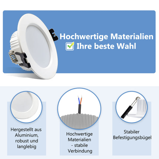 4/6er Set LED recessed spotlight 230V 5W Warm white Neutral white Cold white recessed light